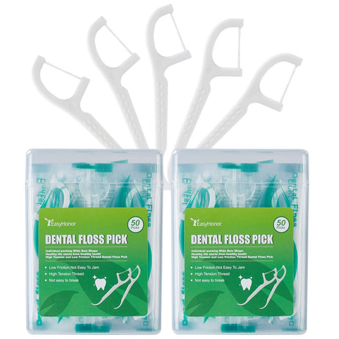 Dental Floss Picks, 2 Travel Floss Cases,100 Counts,Each Individually Wrapped, Dental Flossers,Floss Sticks,Tooth Floss,Dental Sticks,Teeth Flosse...