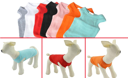 Lovelonglong 2019 Summer Pet Clothing, Dog Clothes Blank T-Shirts Ribbed Tanks Top Thread Vests for Large Medium Small Dogs 100% Cotton Gray XS...
