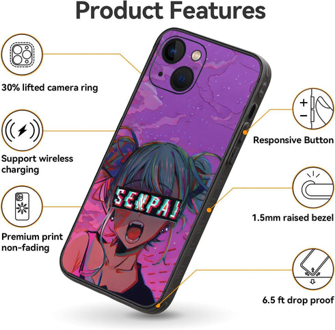 Compatible with iPhone 14 Anime Girl Case,Cute Kawaii Waifu Sexy Japanese Anime Girl Vaporwave Senpai Cartoon for iPhone Case Boys Girls,Anti-Shoc...
