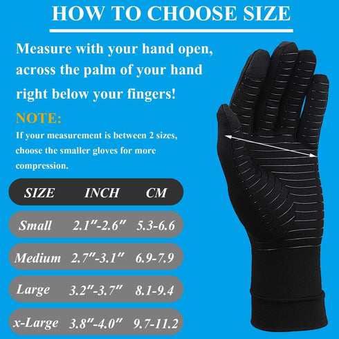 2 Pairs Copper Arthritis Gloves for Hand Pain, Full Finger Compression Gloves for Men Women, Relieve Swelling, Carpal Tunnel, Support Wrist, Joint...