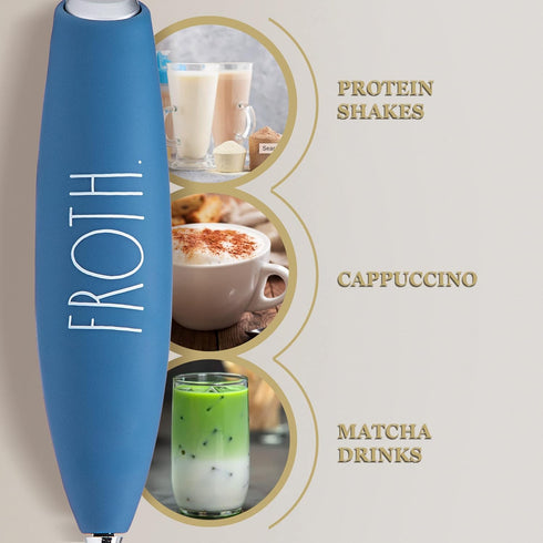 Rae Dunn Milk Frother- Handheld Electric Drink Mixer, Handheld Electric Milk Frother, Coffee Frother, Hand Blender, Frappe Maker, Handheld Latte M...