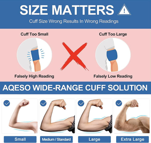 Full-Size Blood Pressure Replacement Cuffs - 5.9-9.5 & 9-21 Inches, Fit Small Medium Large XL XLarge Extra Large Big Arms, 6 Sizes of Connectors C...