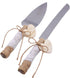 Wedding Cake Knife and Server Set Rustic Style Stainless Steel Cake Cutter Set with Twine Lace and Wood Tag Gifts for Bride and Groom Wedding Anni...
