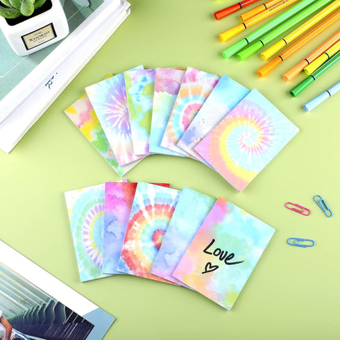 12 Pcs Rainbow Tie Dye Sticky Notes Cute Colored Sticky Paper Fun Pastel Art Party Self Adhesive Notepads for Kids Girls School Office Gay Pride P...