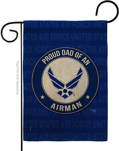 Breeze Decor Proud Dad Airman Burlap Garden Flag Armed Air Force USAF United State American Military Veteran Retire Official House Decoration Bann...