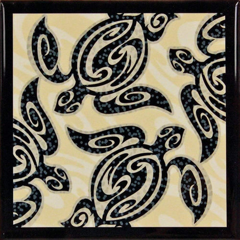 Islander Hawaii Ceramic Tile Trivet Tribal Honu Turtle...