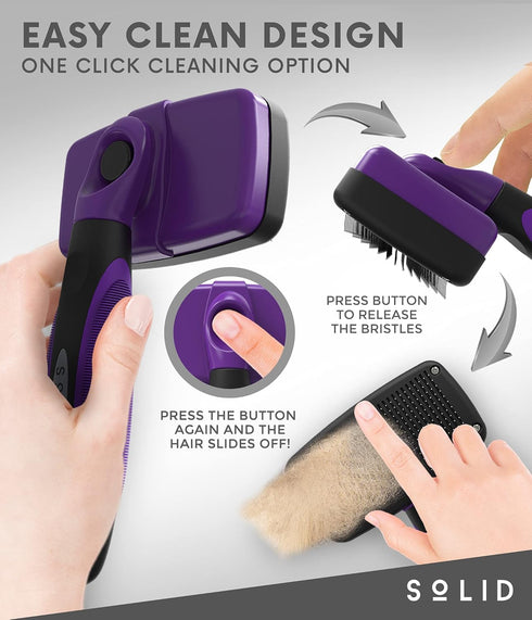 Pet Slicker Brush - Dog & Cat Brush for Shedding & Grooming - Dematting & Detangling Self-Cleaning Brushes for Dogs, Cats & Pets...