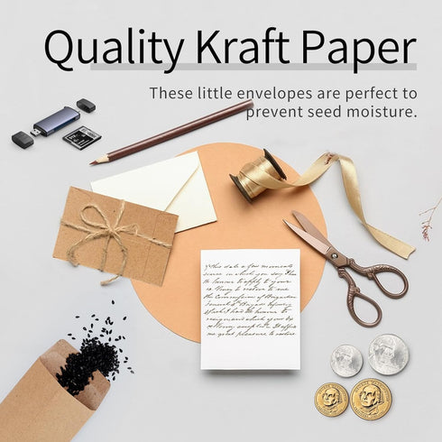 100 Pack Small Coin Envelopes, 2.25 x 3.5 Brown Tiny Seed Envelopes Mini Parts Small Items Stamps Storage Packets Envelopes for Garden, Office or ...