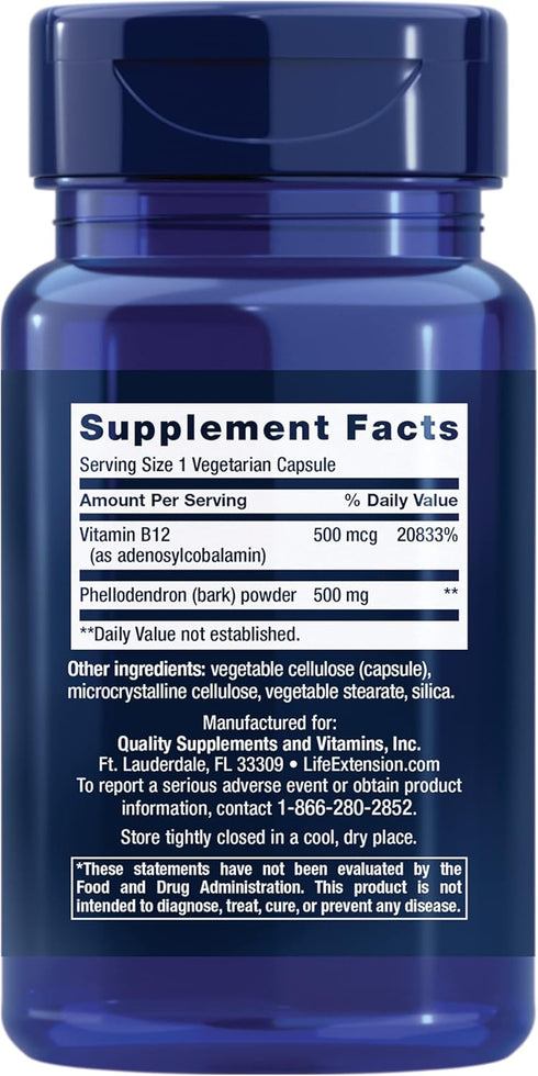 Life Extension Dopamine Advantage - Phellodendron Bark Extract Supplement with Vitamin B12 - for Youthful Dopamine Levels and Brain Health - Glute...