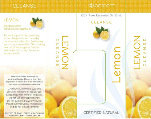 SpaRoom Aromatherapy 100% Pure Essential Oils for Diffusers and Air Freshners, Cleanse Lemon, 10 mL...
