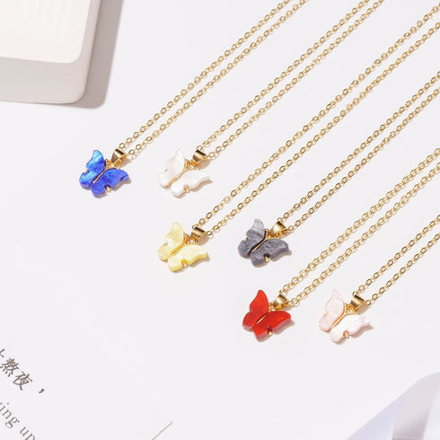 Butterfly Necklace Bohemian Retro Chain Friendship Necklace for Women Good Luck Pendant Chain Necklace with Message Card Gift Card...
