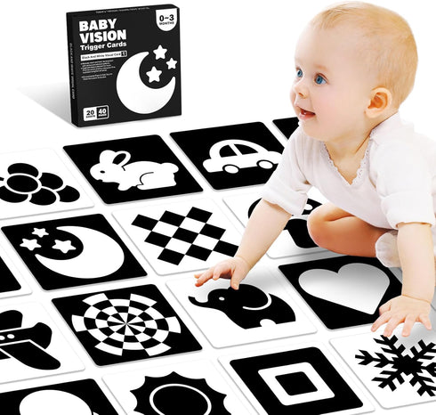 High Contrast Baby Cards for Infants, Black and White Baby Cards High Contrast Baby Toys for Newborns Visual Stimulation Brain Sensory Development...
