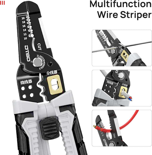 8 in 1 Wire Stripper Tool, 8-Inch Wire Crimping Tool, Multifunctional Hand Tool for Cable Stripper Tools, Professional Electrician Pliers Tools fo...