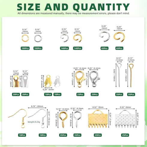Keadic 950Pcs Jewelry Making Supplies Kit Includes Jewelry Wires, Eye Screw Pin, Jump Ring, Cord End, Lobster Clasps, Earring Hooks, Mini Jewelry ...