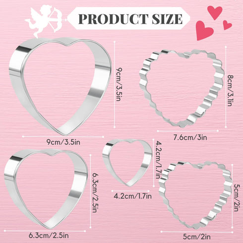 KAISHANE Love Heart Cookie Cutter Set - 5 Pieces Stainless Steel Heart Shaped Cookie Cutter Biscuit Pastry Cutter...