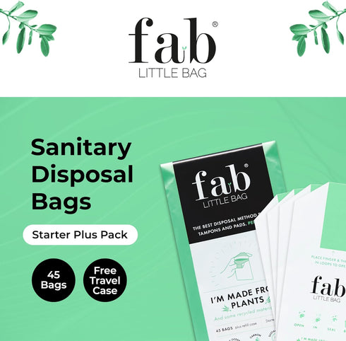 Fab Little Bag Starter Plus Pack - 45 Sanitary Disposal Bags Plus Recyclable Refill Pack for Out and About (45 Pack)...