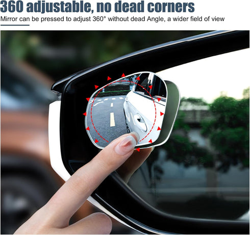 Pack-2 Car Blind Spot Mirror, Waterproof Vehicle Rearview Mirror Accessories, Universal 360 Degree Rotatable Convex Automotive Driving Assistance ...