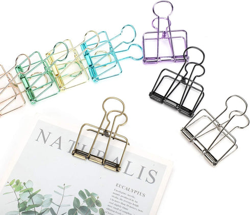 16 Pcs Binder Clips,8 Colors Hollow Design,Paper Binder Clips,Paper Clamps for Office, Home, School(L,1.9 * 2.6in)...