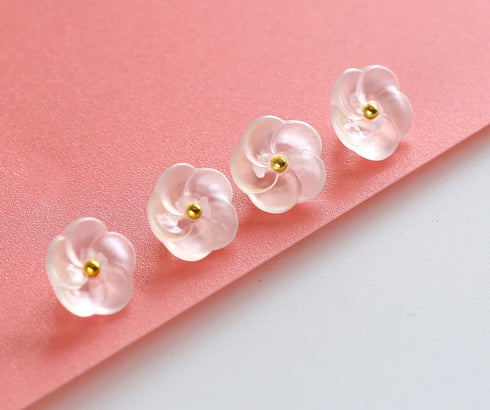 Flower Buttons for Sewing 15/32 inch (11.5mm) Translucent Blouse Button Craft Scrapbooking Pink White Mix Pack of 30pcs...