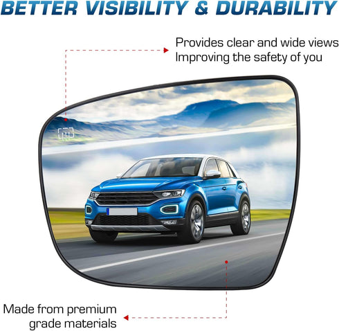 Youxmoto Mirror Glass Driver Left Side, Fit For Nissan Rogue 2014-2019; Pathfinder 2017-2019; for Nissan Murano 2015-2023, Heated w/Backing Plate ...
