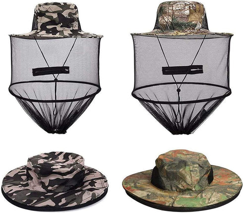2 Pack Head Net Hat, Sun Hat Bucket Hat Fishing Hat with Hidden Net Mesh for Outdoor Lover Fishing Hiking Gardening Beekeeping Men or Women ArmyGr...