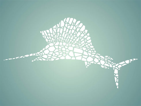 Marlin Stencil, 11.5 x 6 inch (M) - Mosaic Fish Sailfish Wall Stencils for Painting Template...