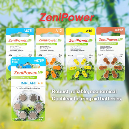 Cochlear Implant Batteries Size A675P Zero Mercury (60 Batteries)...