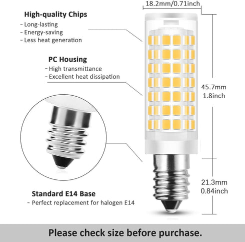 E14 Cooker Hood Bulbs European Base,Range Hood Light Bulbs AC110V-130V for Refrigerator Cooker Hood Sewing Machine light Daylight White, 4-Pack...