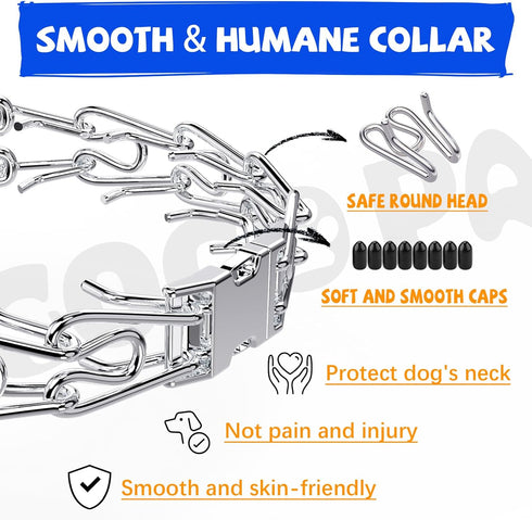 Dog Training Collar, No Pull Dog Collar Dog Basic Collar for Small Medium Large Dogs with Quick Release Buckle,Extra Links, Rubber Tips(Black, S)...
