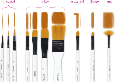 VViViD White Enamel Synthetic Red Sable 10 Assorted Short Handle Paint Brush Set Including Nylon Carrying Case...