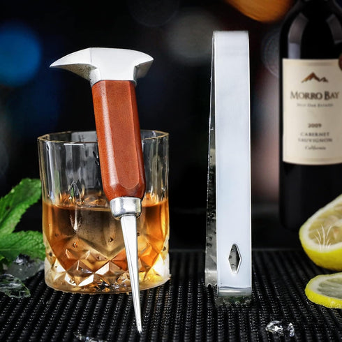 Ice Pick Stainless Steel, Ice Crusher Wood Handle for Breaking Ice, Ice Picks for Kitchen, Bars, Bartender....