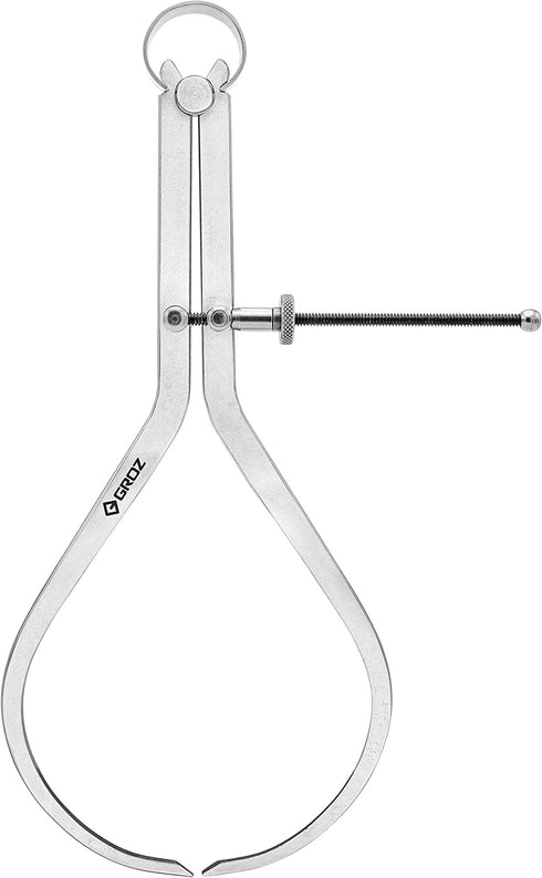 Groz 01414 10" Spring Outside Caliper, Matte Finish, with Solid Nut...