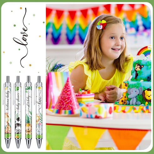12 Pcs Baby Shower Ballpoint Pens Black Medium Point 1mm Pen Reusable Retractable Cute Pens for Men Women Smooth Writing and Journaling School Off...