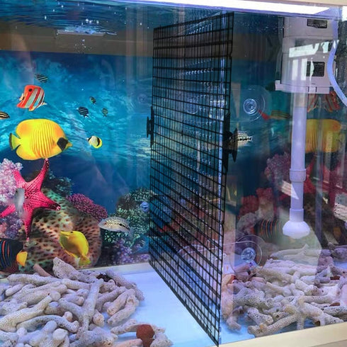 TIHOOD 4PCS Aquarium Divider Tray Plastic Grid Aquarium Egg Crate Light Diffuser, Fish Tank Divider Filter Bottom Isolation with 8PCS Sucker Clip...