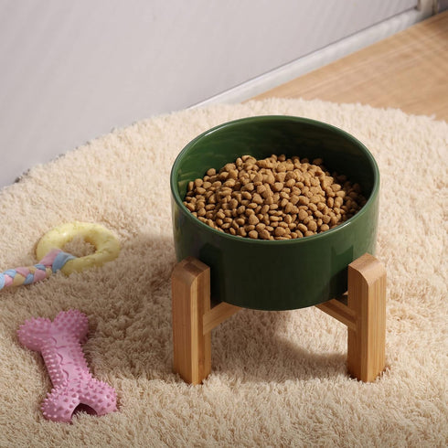 Petygooing Rust Green Elevated/Raised Ceramic Dog Bowl for Small Breeds, Dog Food Water Dish with Stand,Pet Feeding Bowl with Anti Slip Rubber for...