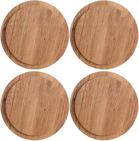 4pcs Cup Lid Cover Wooden Coffee Mug Wooden Tea Glass Drink Cup Lid Reusable Mug Lid Tea Kettle Lid for Keeping Warm...