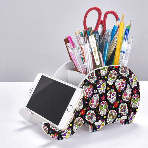 Skull Elephant Pen Pencil Holder Cute Phone Stand Desk Organizer Accessories for Office Home Bracket Presents Stationery Tablet Desktop Decoration...