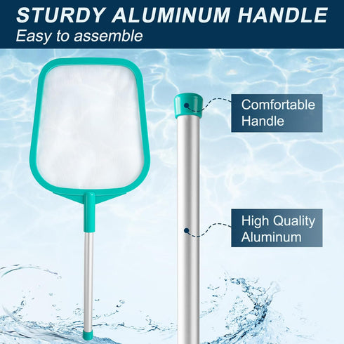 Pool Skimmer Net with Pole, 26", Hot Tub Skimmer Net, Pool Skimmer Net with Pole, Fine Mesh Net Skimmer Rake...