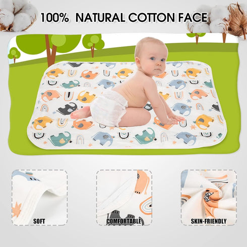 Baby Diaper Changing Pad, 21 5/8" x 31.5" Waterproof Changing Pad Liners - Reusable Soft and Absorbent Portable Changing Mat(Elephant1PCS)...