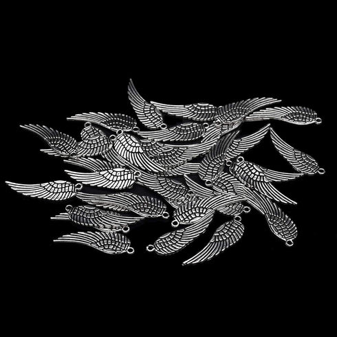VIDRIO Pack of 80 Angel Wings Charms Pendants Silver Craft Supplies for Jewelry Making Tibetan Accessories for Bracelets Necklace DIY...