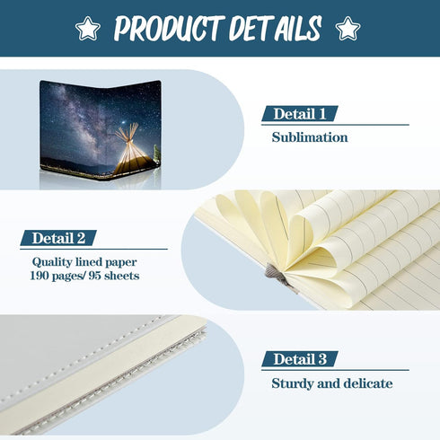 Zonon Sublimation Journal Blank Notebooks A6 190 Pages Thick Faux Leather Notebooks Sublimation Notebooks Leather Sublimation Journal Notebooks fo...