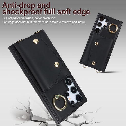 for Samsung Galaxy S24 Ultra (Not S24) Phone Case for Women, Crossbody Wallet Case with Credit Card Holder Lanyard Shockproof Purse Kickstand Case...