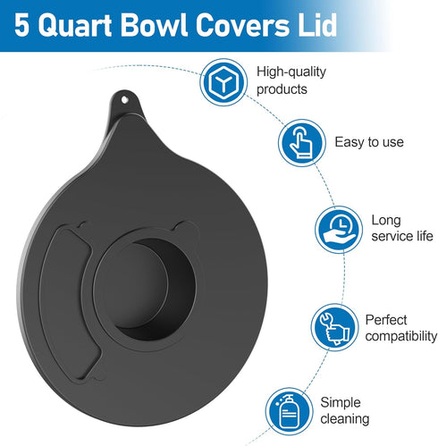 Mixer Bowl Cover for Kitchen-Aid K5GB 5 Quart Glass Part, Mixer Glass Bowl Splatter Guard Lid with Ingredient Opening Compatible with KitchenAid T...