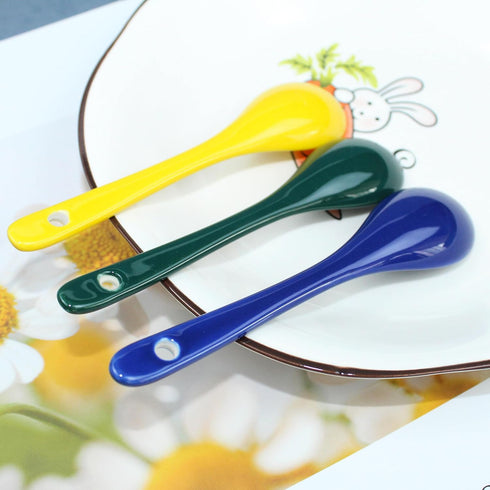 4.8” Ceramic Spoon Small Coffee Spoon Stir-stirring Spoon Asian Ceramic Spoons for Coffee Tea Yogurt Sauce Sugar Salt and Desserts Demitasse Espre...