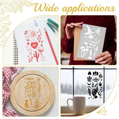 FINGERINSPIRE 4 Pcs Magic Theme Metal Stencils Template, Stainless Steel Drawing Painting Stencils for Card Making Scrapbooking DIY Etched Dies Ha...