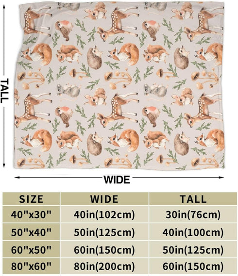 cute forest animals baby blankets soft warm fuzzy plush squirrel mouse fawn fox hare hedgehog bird bed throw blanket for newborn infant toddler gi...