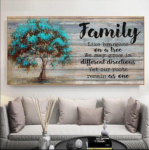 Peeua Diamond Painting Kits for Adults, Big Size Diamond Art Family Words and Tree, 5D DIY Full Drill Diamond Cancas Retro Craft for Living Room D...