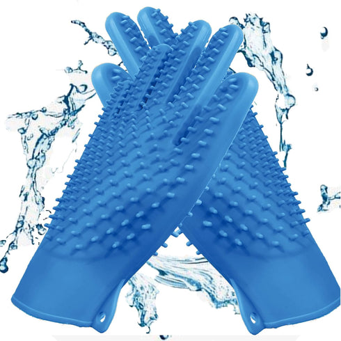 4-in-1 Pet Grooming Gloves for Washing and Hair Removal,Gentle Double-Side Brush Gloves Effective in Removing Pet Hair and Stain for Dog &Cat & Ho...