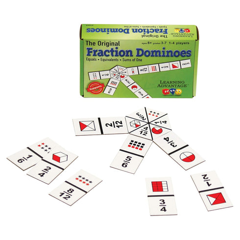 LEARNING ADVANTAGE The Original Fraction Dominoes - 49 Dominoes - Math Manipulative for Kids - Equate, Add and Subtract Fractions...