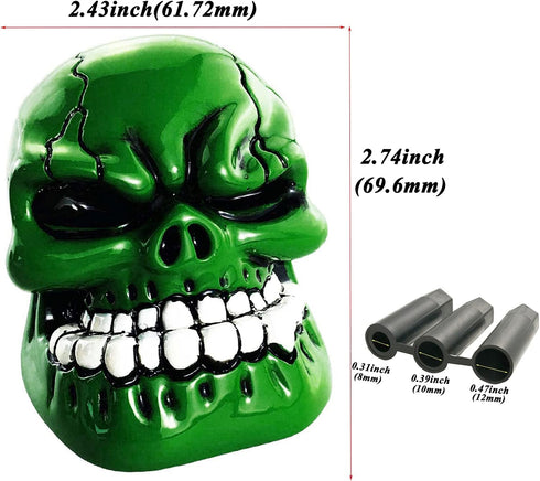 Abfer Shifter Gear Knobs Green Skull Shift Knob Cool Car Gear Shifting Lever Handle Head Replacement Fit Most Automatic Manual Vehicles...